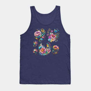 Colorful Songbirds and Flowers Tank Top